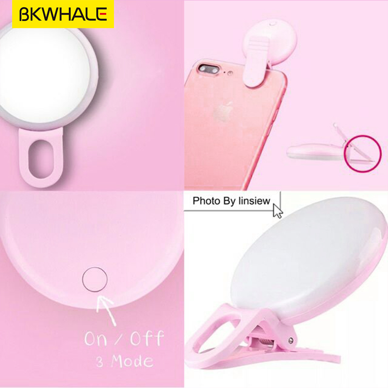 BKWHALE SF02 Sạc Mini Selfie Bổ sung Ánh sáng LED Flash Máy ảnh Điện thoại di động Selfie Ring Light