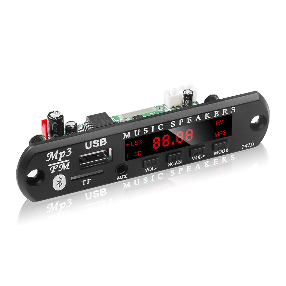 DC 5V/12V Bluetooth 5.0 MP3 Decoder Board Built-in 6W Amplifier Color Screen Handsfree Call Recording Audio Module Support USB TF FM Radio Remote Control Function