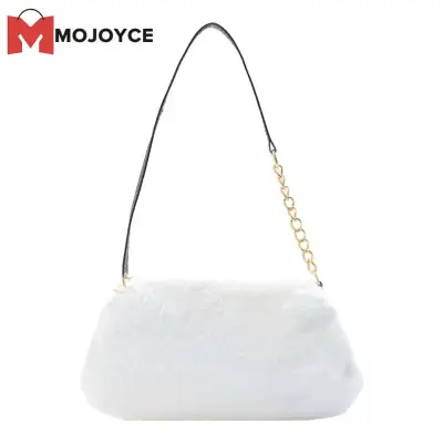 MOJOYCE Fashion Plush Top-handle Handbags Women Animal Pattern Shoulder Clutch Bags
