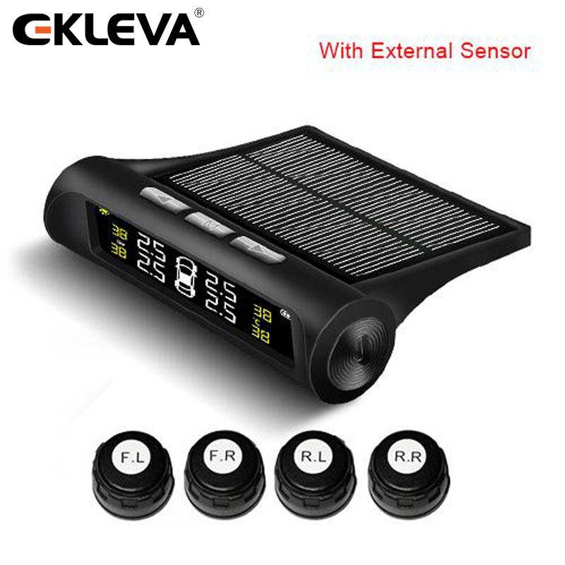 Hệ Thống Theo Dõi Áp Suất Lốp Ô Tô EKLEVA, Hệ Thống TPMS Năng Lượng Mặt Trời Mới, Màn Hình LCD Kỹ Thuật Số USB, Cảnh Báo An Ninh Tự Động Với 4 Cảm Biến