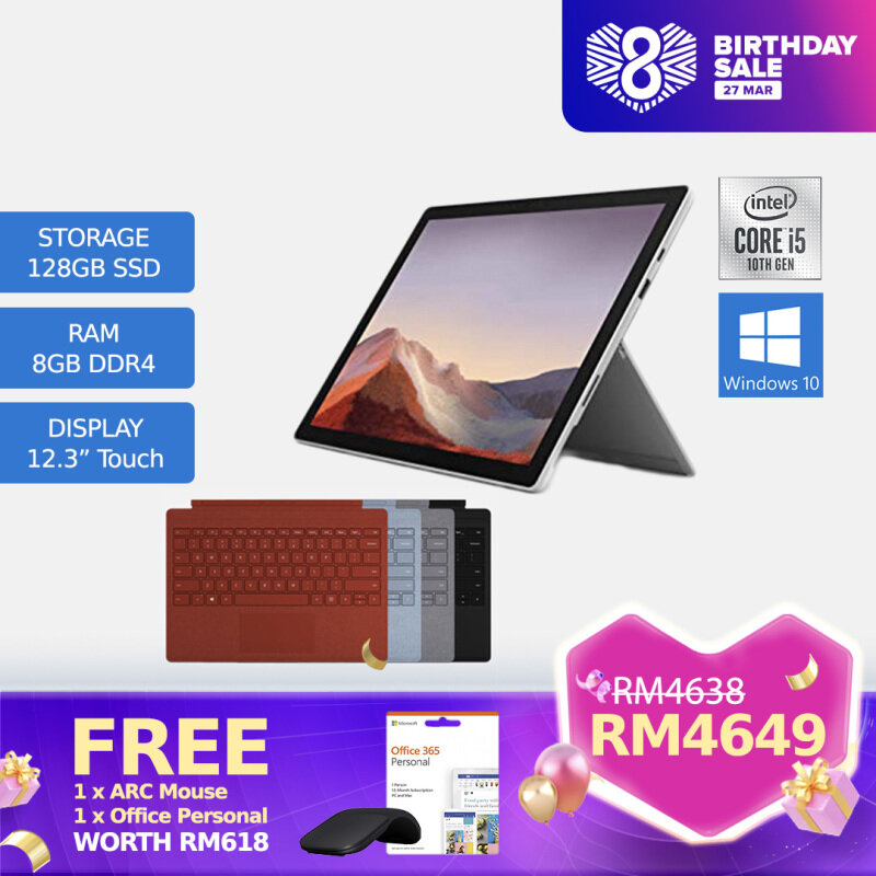 Microsoft Surface Pro 7 Platinum Intel Core I5 1035g4 1 10 3 70ghz 8gb Ram 128gb Ssd