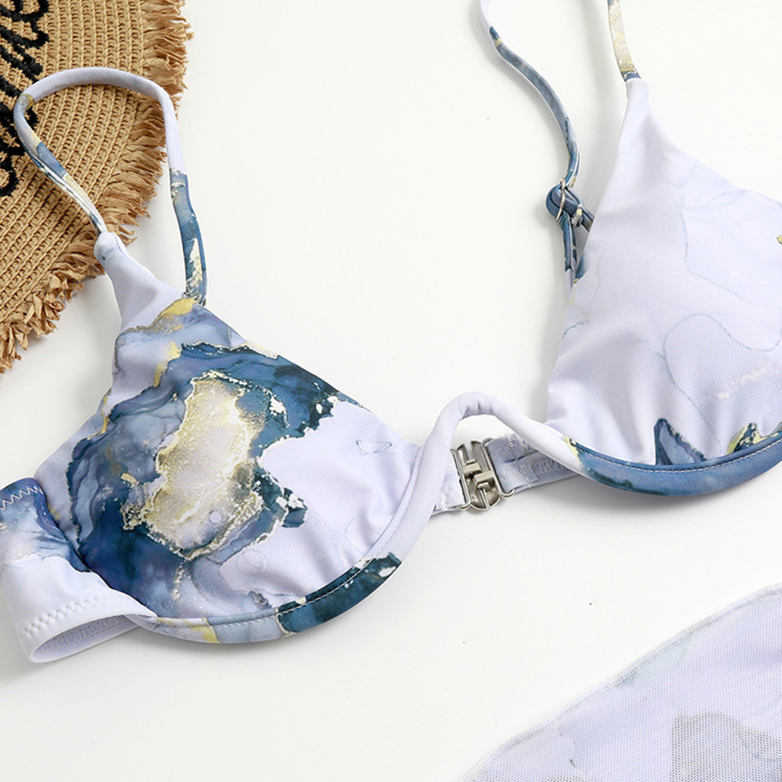 Happybuyner Swimwear for Women Swimsuit Set Print Underwire Bra and Panties and Wrap Skirt Three-Piece Suit for Swimming_voghion.com