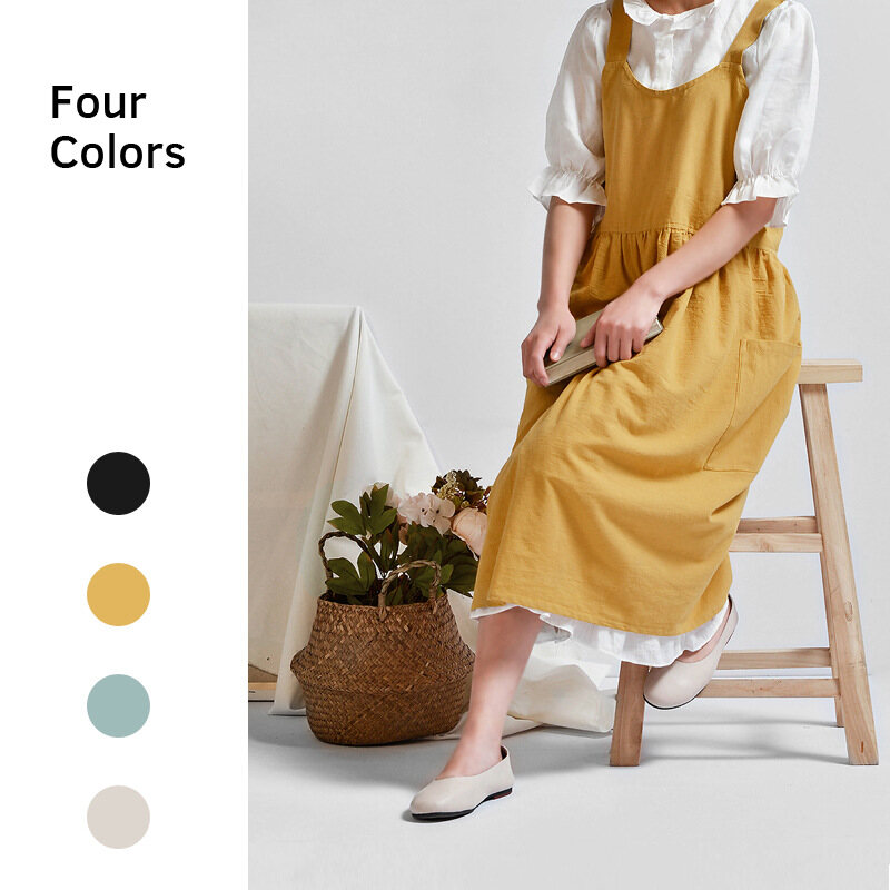 Tạp Dề Rửa Scandinavian, Tạp Dề Đơn Giản Cotton Nguyên Chất Quần Yếm Cửa Hàng Hoa