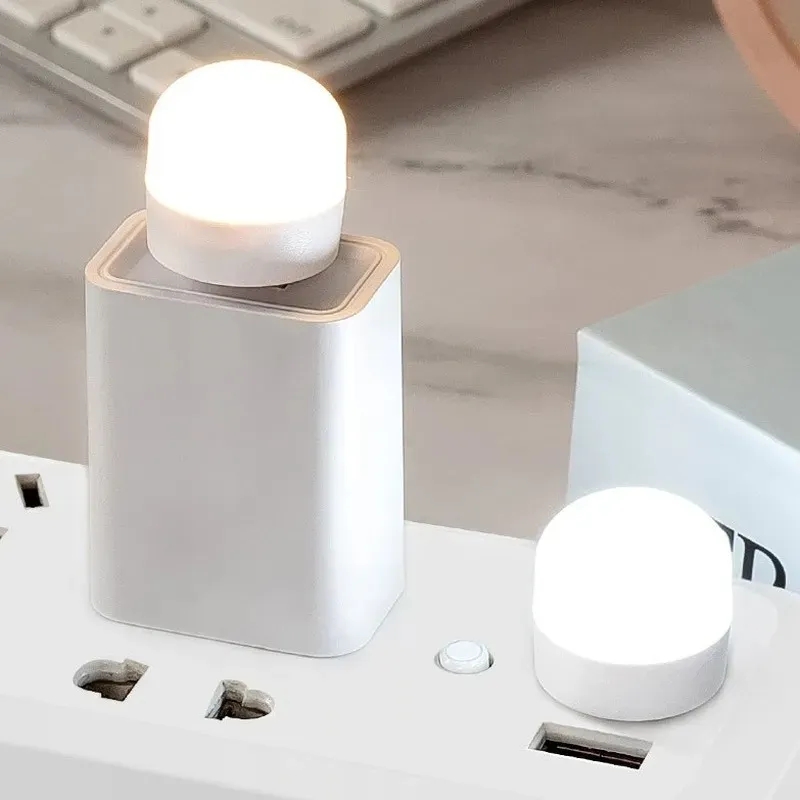 10 cái USB mini đèn ban đêm màu trắng ấm bảo vệ mắt Đèn đọc sách Phích cắm USB PC Ô tô điện Đèn Led sạc đèn ngủ