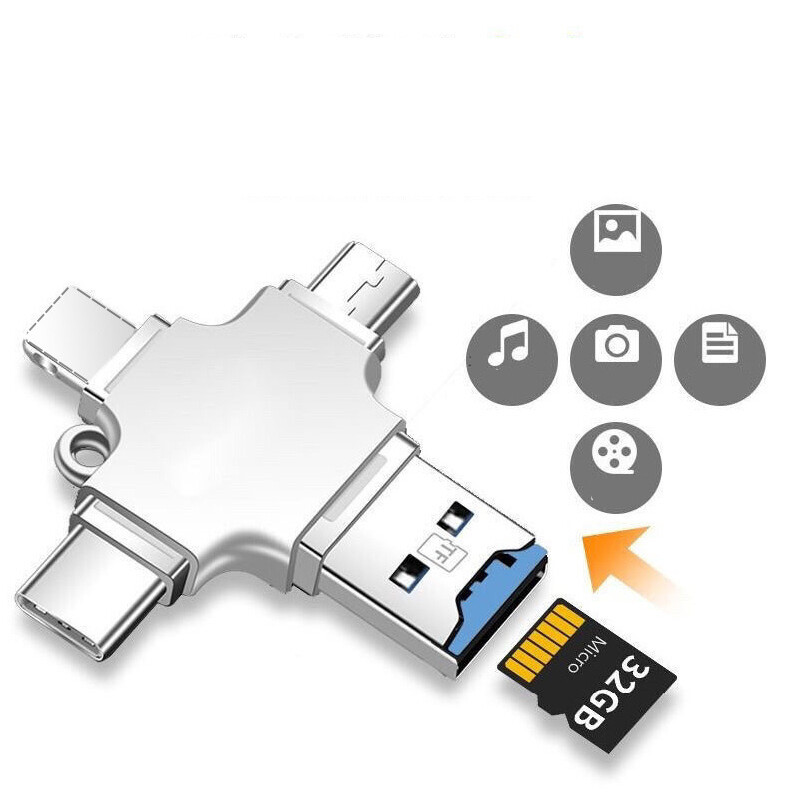 Bộ Chuyển Đổi 4 Trong 1 Đầu Đọc Thẻ Thẻ Micro Usb 3.0 Micro Sd Đến Đầu Đọc Thẻ Usb Đầu Đọc Thẻ Bộ Chuyển Đổi Otg Tương Thích Cho Iphone
