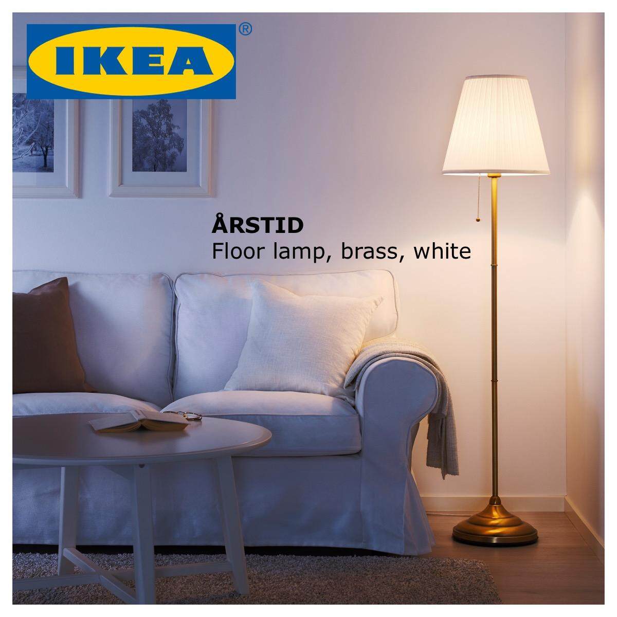 Ikea Arstid Living Room Bed Floor Light Lamp Brass White