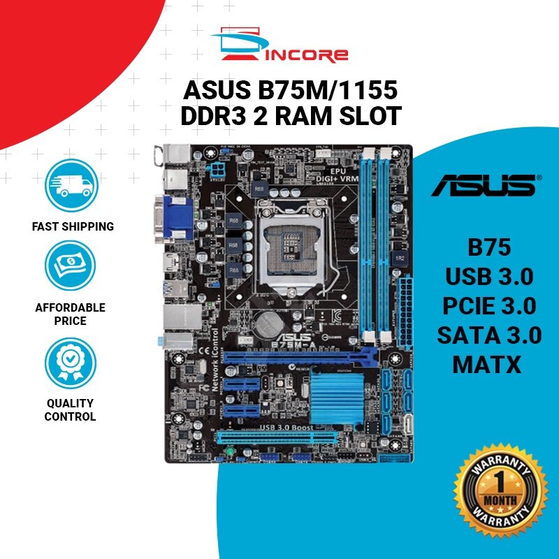 Asus B75 Socket 1155 DDR3 Intel 2nd 3rd Gen B75M Motherboard MATX B75M-A  P8B75-M LE Mainboard Mobo H61 Asus Motherboard | Lazada