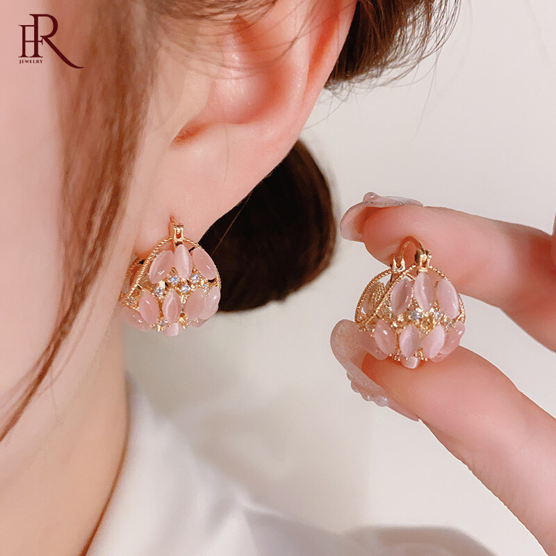Frascati Rhinestone Crystal Opal Wide Round Huggie Hoop Earrings For Women Luxury Wedding Party Unisex Piercing Rock Earrings Jewelry