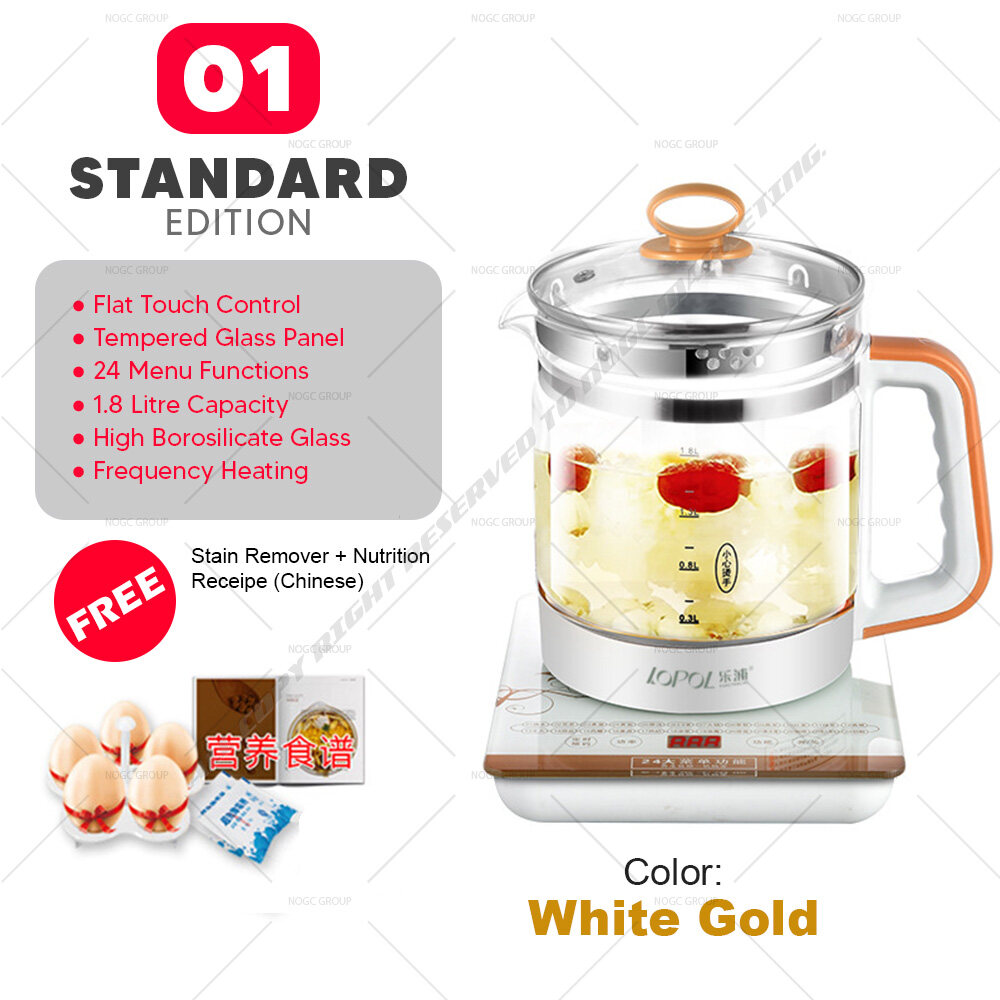 SUS 304 Safety Glass Electric Kettle Health Pot Automatic Soup Cooker