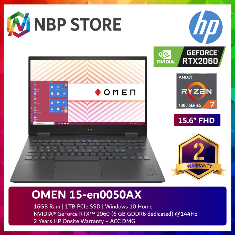 HP OMEN 15-en0050AX 15.6 FHD 144Hz Gaming Laptop ( Ryzen 7 4800H, 16GB, 1TB SSD, RTX2060 6GB, W10 ) Malaysia