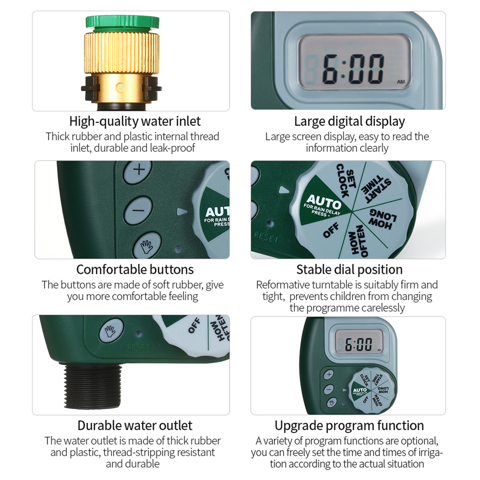 SMART SENSOR Digital Programmable Water Timer Weatherproof Garden Lawn Faucet Hose Timer Automatic Irrigation Controller 1-Outlet Leakpoof Copper Connector with Stainless Steel Filter