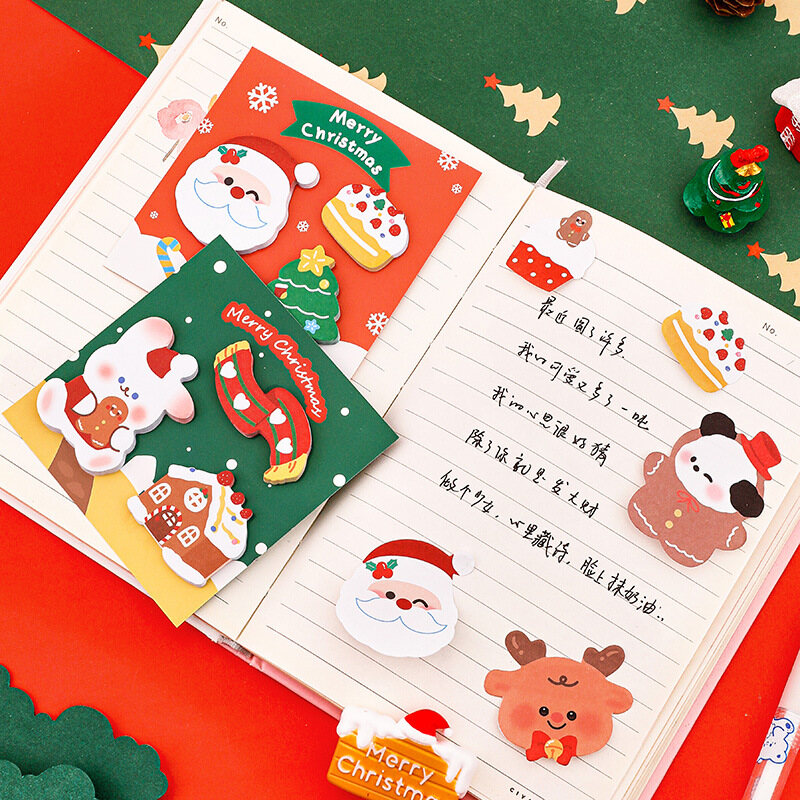 60Sheets Cartoon Christmas Sticky Notes Student Memo Notes Cute Hand Account Post-it Notes Xmas Gift