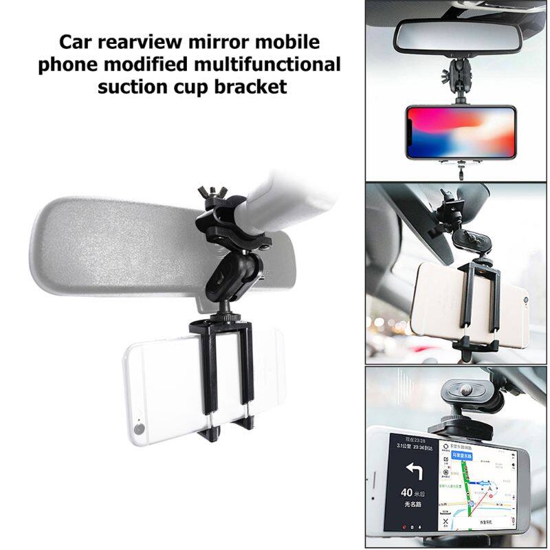Car Phone Holder Adjustable Rear View Mirror Mount Stand for Mobile Phone GPS Display Bracket Accessories