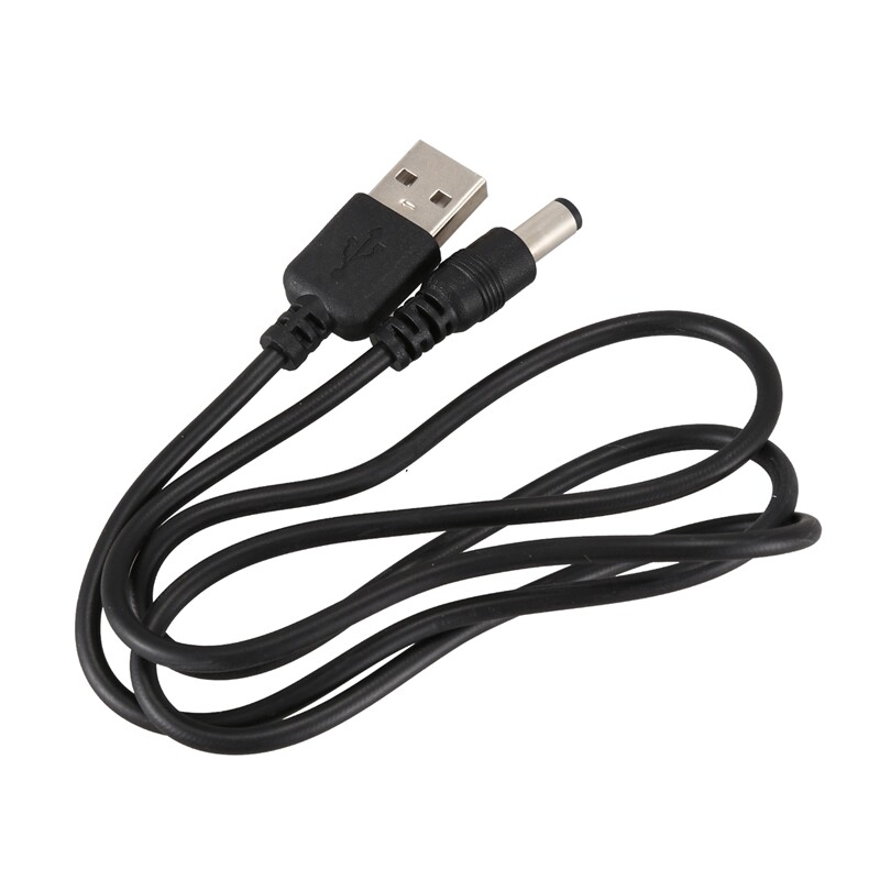 USB Cable 5.5mm / 2.1mm 5V DC Barrel Jack Power Cable (Black, 75cm)