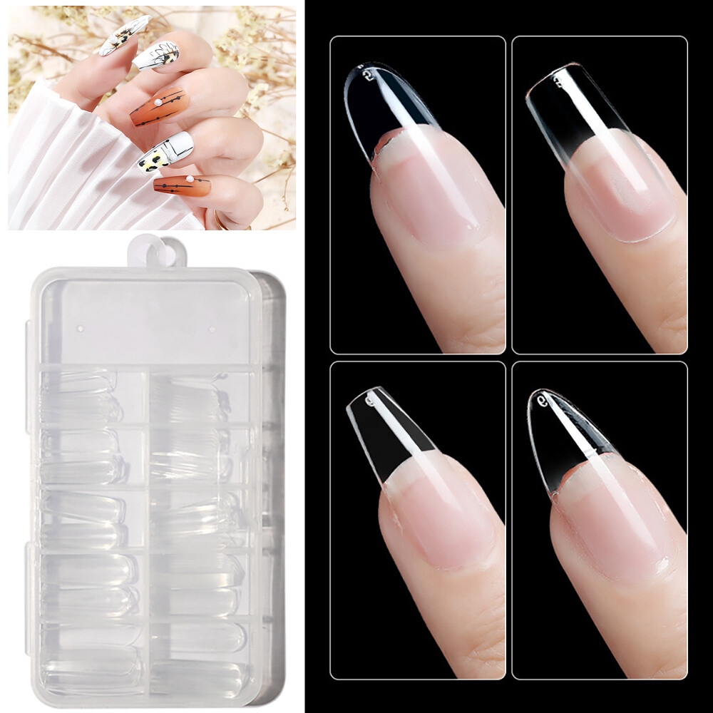 FGSGFG Women Girls Full Cover Artificial Transparent Coffin Fake Nails Ballerina False Nails Nail Art Tools Press on Nails