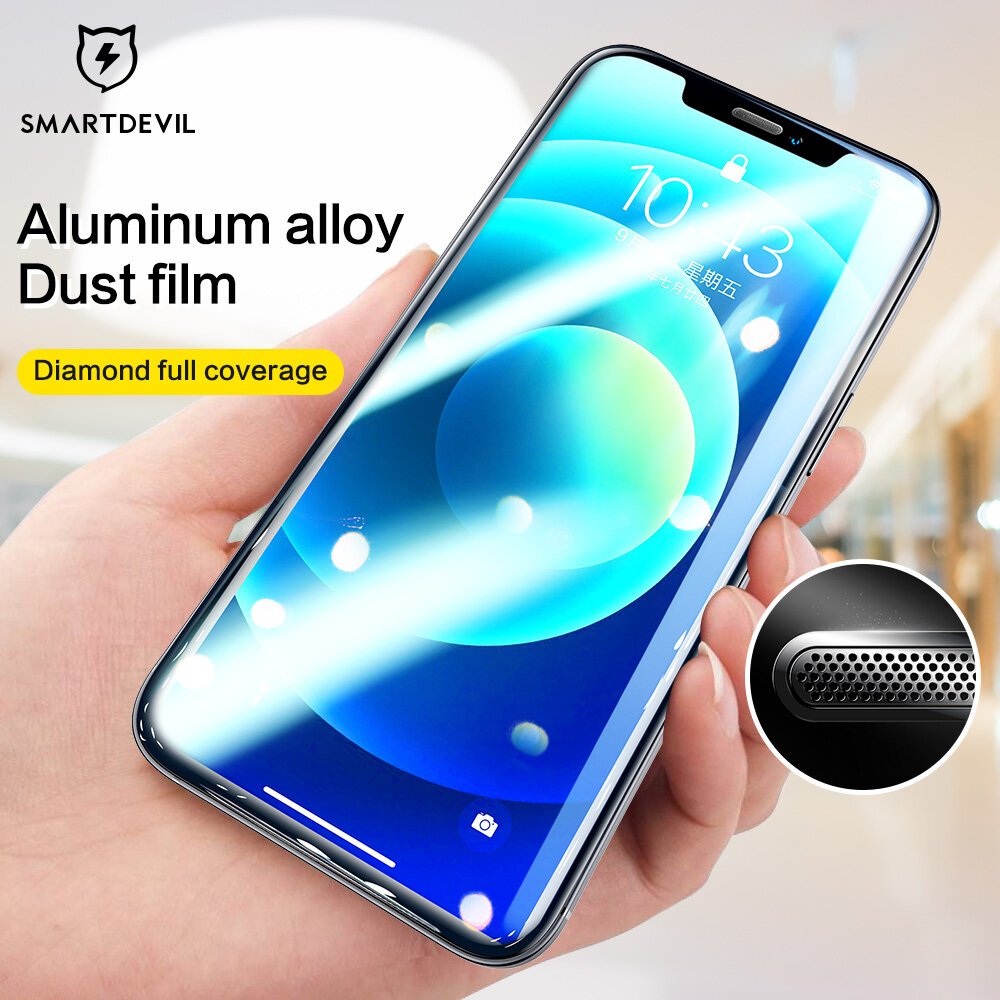 【2020 New iPhone12】SmartDevil Full Cover Dust Proof Tempered Glass Protective Film For Apple iPhone 12 12Pro 12ProMax iPhone 12mini , Clear and Black