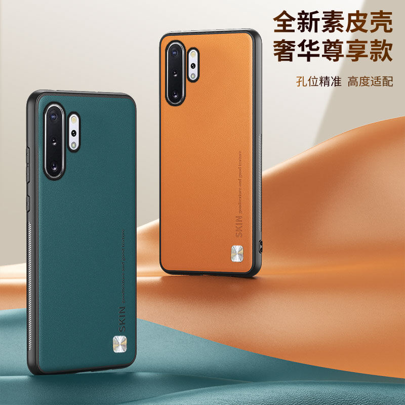 For Samsung Galaxy Note 10 / Galaxy Note 10Plus Case Plain Skin Leather Cover Samsung Note10 Note 10+ Note 10Pro Soft Bumper Shockproof Coque