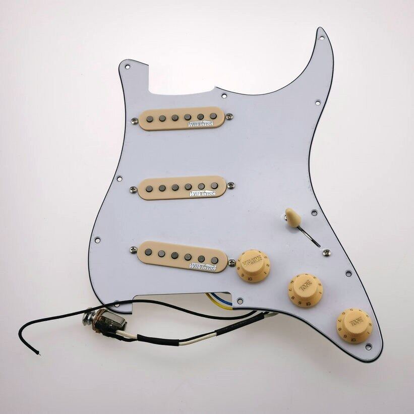 Schlagbrett vorverkabelt Gitarren-Pickups Wilkinson SSS AINICO 5 Single Coil Pickups 7-Wege-Typ-Typ voll beladener Prewired Pickguard für Stratocaster-Gitarre Color : Blue Pearl 