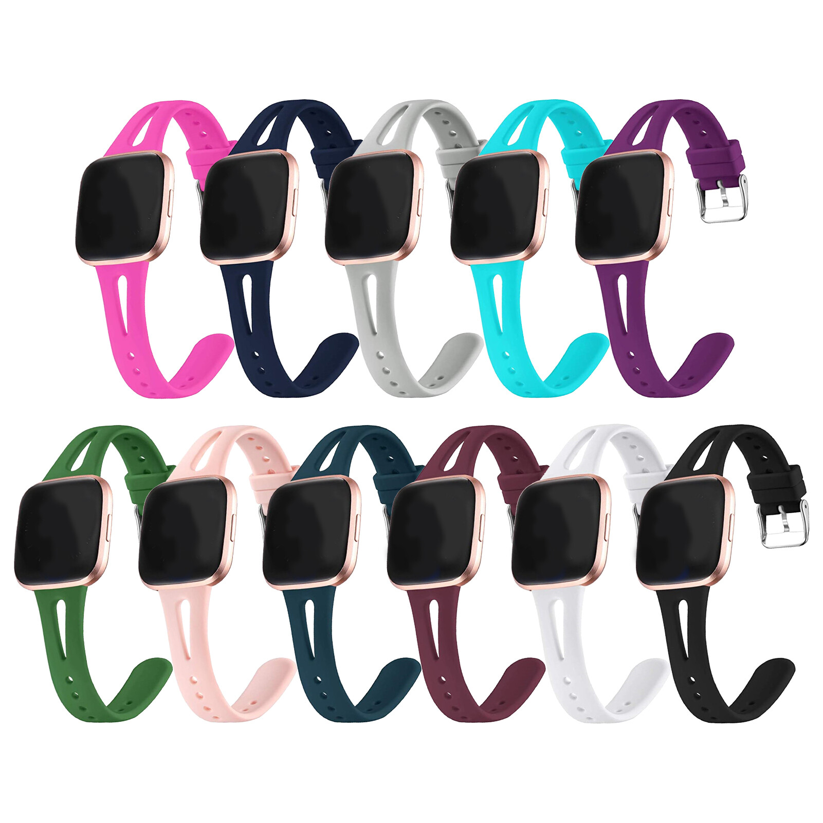 Watch Band Slim Waterproof 14mm Smart Watch Wrist Strap Replacement for Fitbit Versa2/Versa Lite/Versa