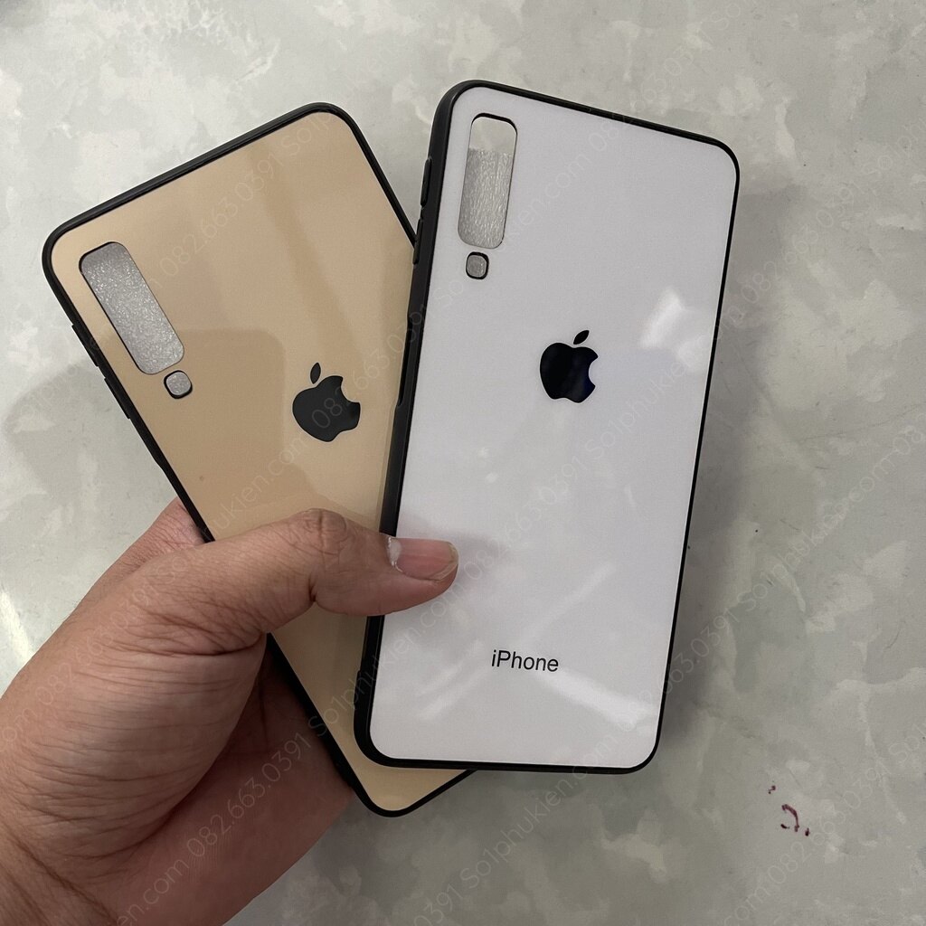 Ốp lưng giả iPhone cho Samsung A7 2018 mặt lưng bóng đẹp