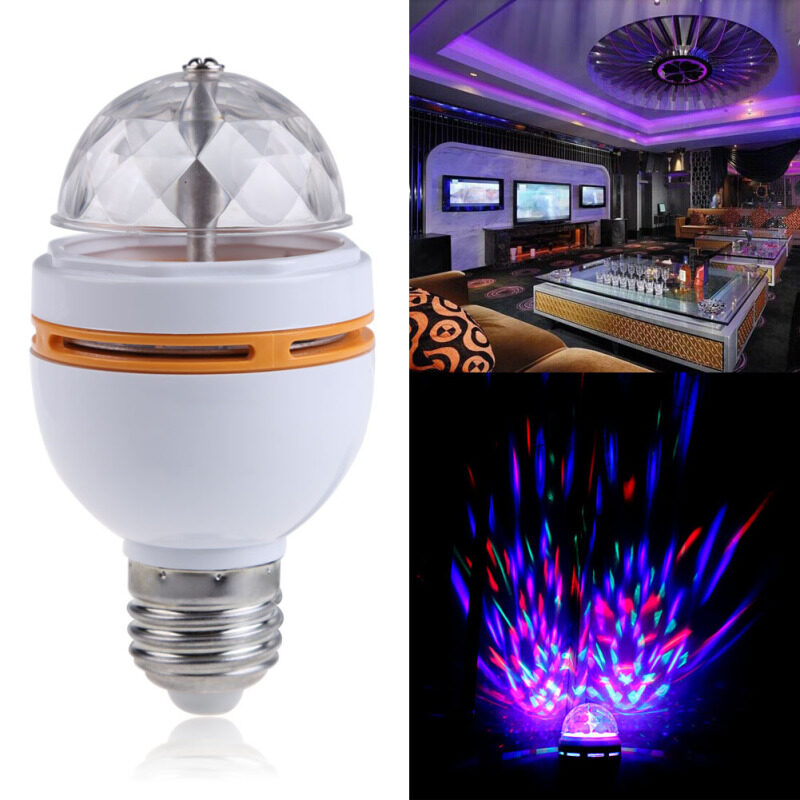Bóng Đèn LED Pha Lê Disco Xoay Sân Khấu RGB Nhiều Màu E27 Mới