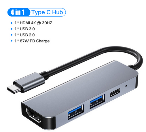 Kebidumei 5 in 1 type-c to hdmi-compatible usb 3.0 pd multifunctional 4k 30hz 1080p video output type c hub