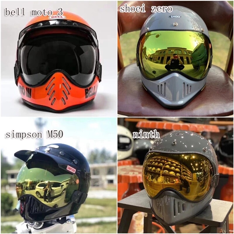 BULLBIKER Motorcycle Helmet Bubble Visor Lens Windproof Goggles Fit For  Hompson MOTO3 BELL MOTO3 ROYAL SHOEI P-ZERO Retro Helmet | Lazada PH