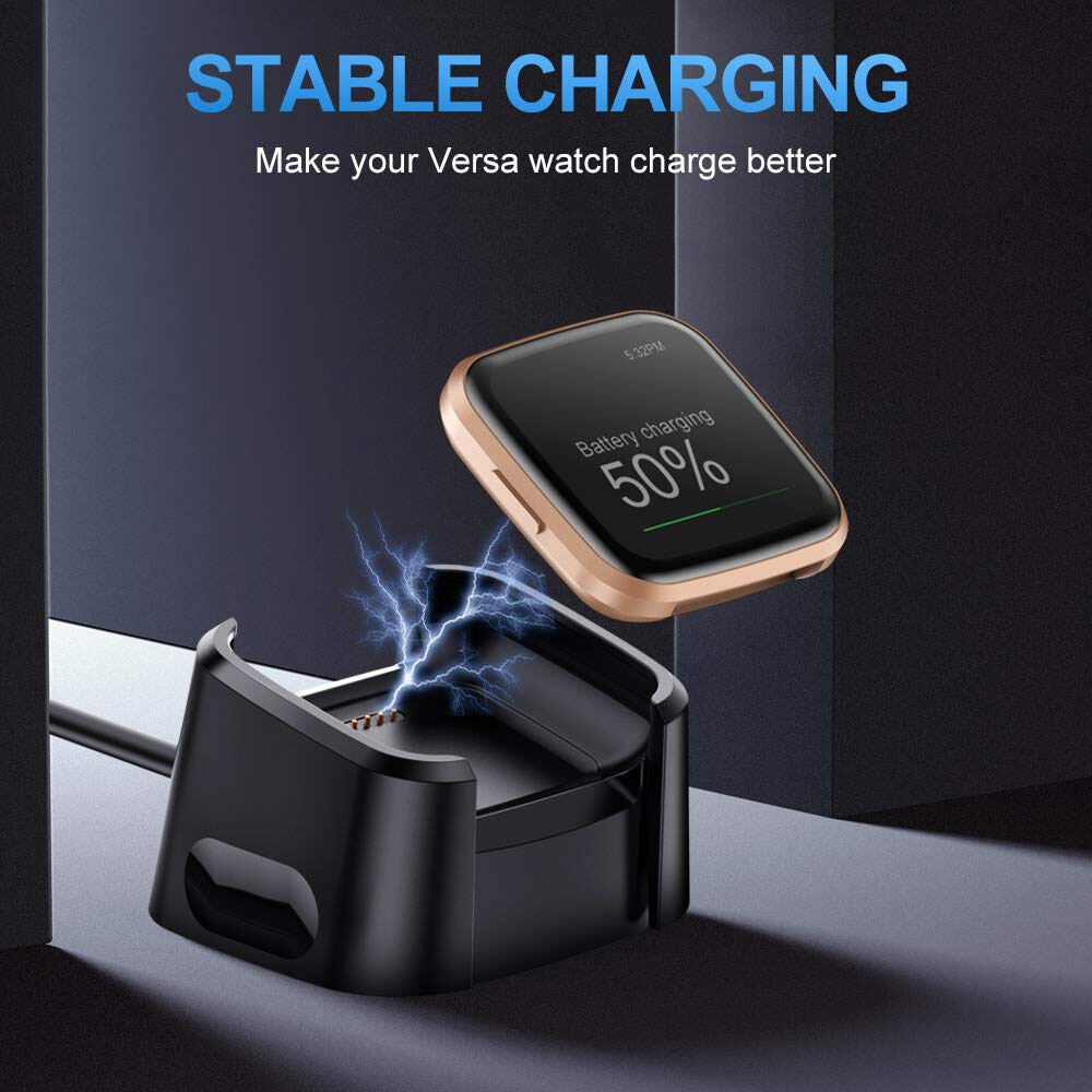 Bộ Sạc Tương Thích Với Fitbit Versa/Versa Lite (Không Dành Cho Versa 2/Versa 3), Đế Sạc Cáp USB Thay Thế Đồng Hồ Thông Minh Versa/Versa Lite/Versa SE, Dây Sạc Điện Chắc Chắn 3Ft