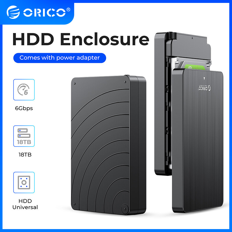 3.5" hdd case orico sata to usb c 6gbps external hard drive case for 3.5 inch hdd enclosure with 12v power adapter support 18tb