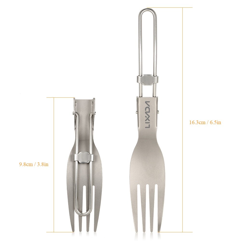 Lixada Nĩa Gấp Bằng Titan Nĩa Trái Cây Ăn Tối Di Động Ngoài Trời Siêu Nhẹ Bộ Đồ Ăn Để Cắm Trại Ba Lô