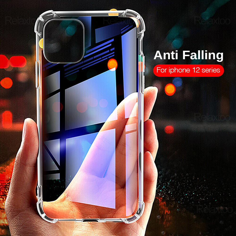 For iphone 12 pro max Clear Shockproof Case For iphone 12 Pro Max 12pro 12max 12 Mini Silicone TPU Soft protector Back Cover
