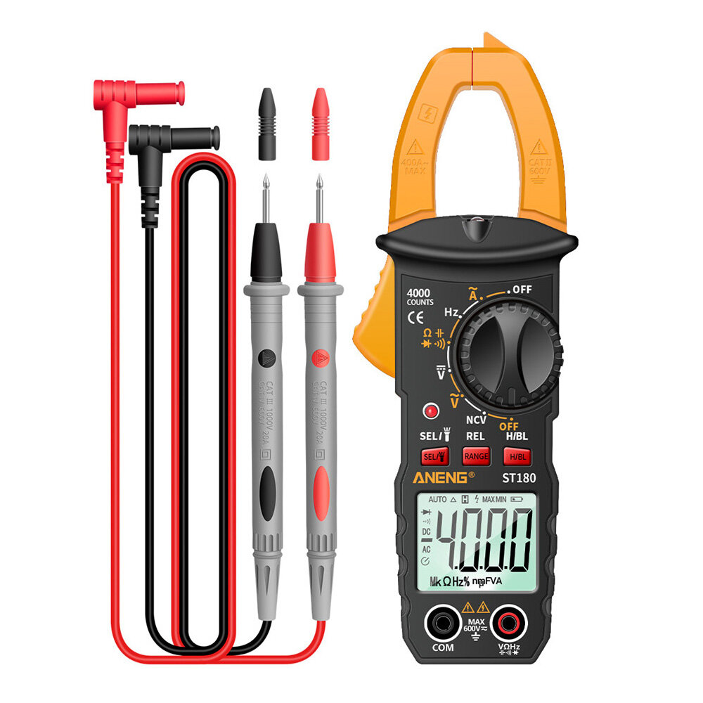 Shockley Digital Clamp Meter Multimeter Tester 4000 Counts Amp Ohm Volt Meter Measures AC Current AC/DC Voltage Capacitance Resistance