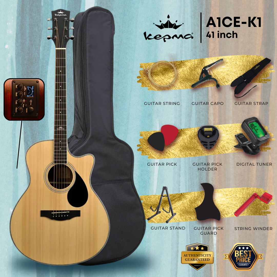 KEPMA A1CE 41 inch Grand Auditorium Semi Acoustic Guitar w K1 EQ ( A1CE ...