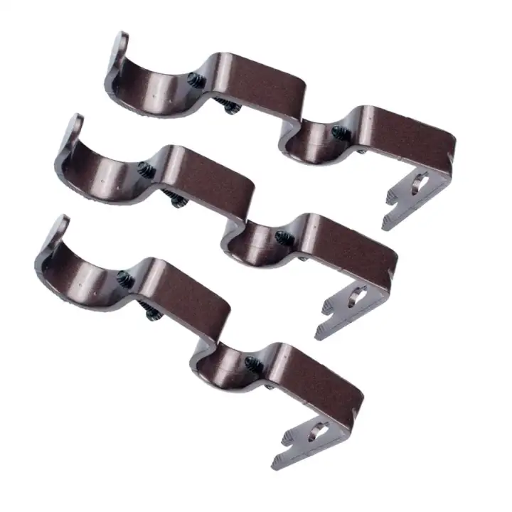 Loviver 3pcs Double Curtain Rod Wall Bracket Holder Attachment For