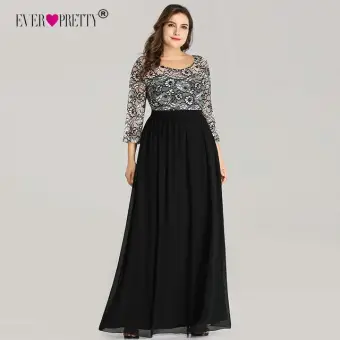 long black plus size evening dress