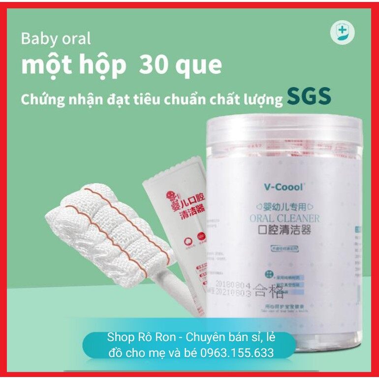 QUE RƠ LƯỠI + TĂM BÔNG VCOOL CAO CẤP 2 ĐẦU [HỘP 30 QUE]