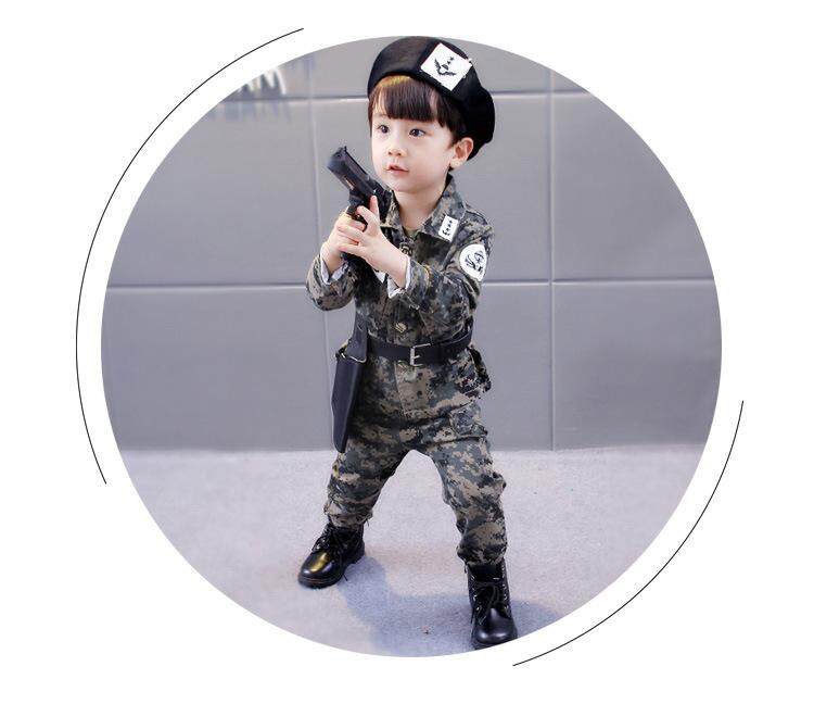 Kids Camouflage Army Uniform Kids Boys Clothing Set 4PCs Teenager Boys Jackets Song Joong Ki Cosplay Party Military Costumes