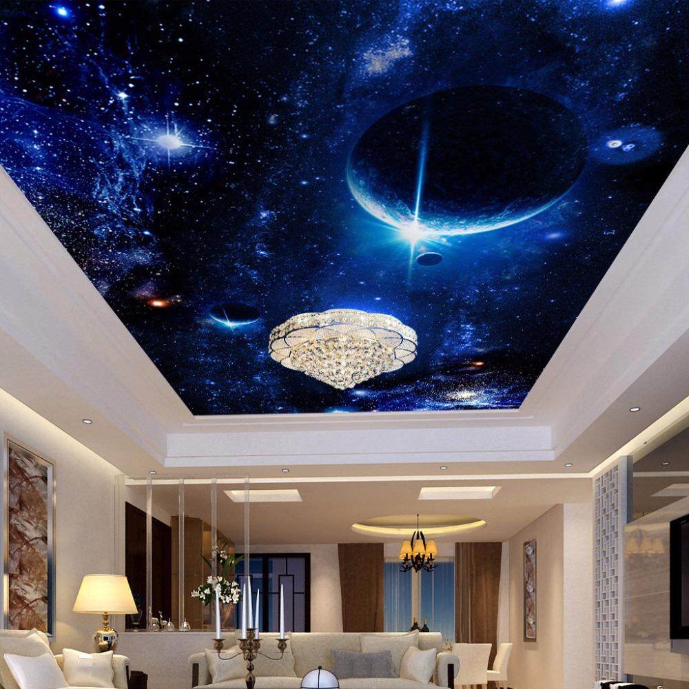 3D Wallpaper Vinyl Wall Sticker Ceiling Mural Star Planet Universe Space Wall Mural Living Room Bedroom Luxury Decor Wall paper