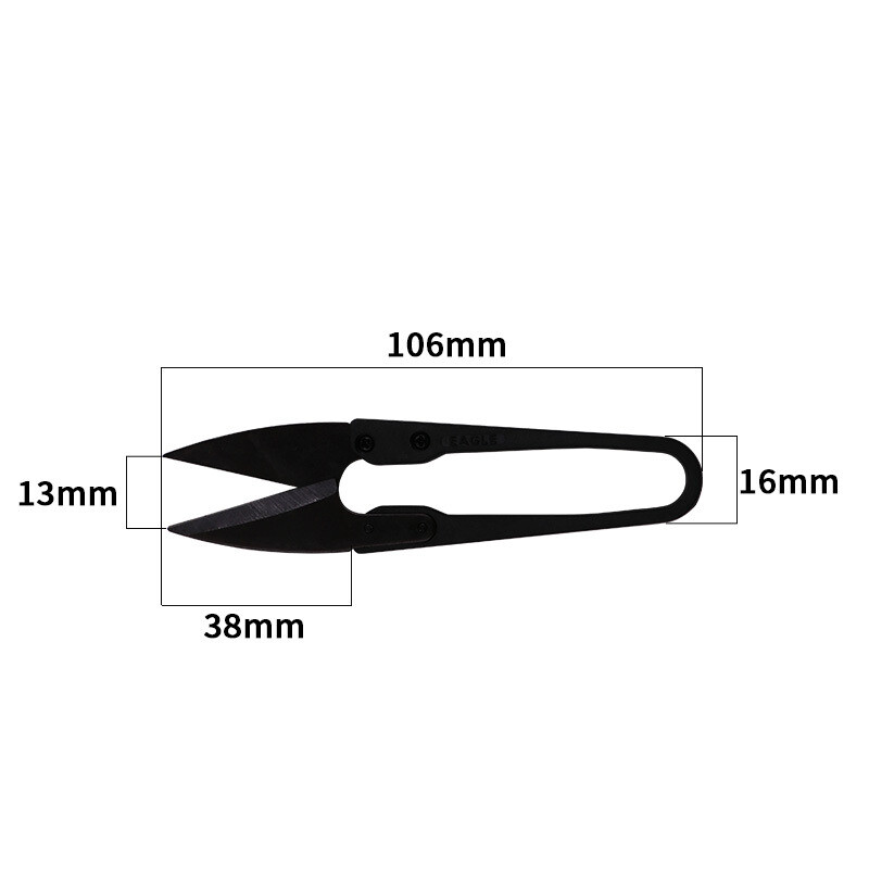 Tay cầm nhựa đen hình chữ U kéo chất lượng cao Cross Stitch hộ gia đình chủ đề cắt carbon cao cắt sợi