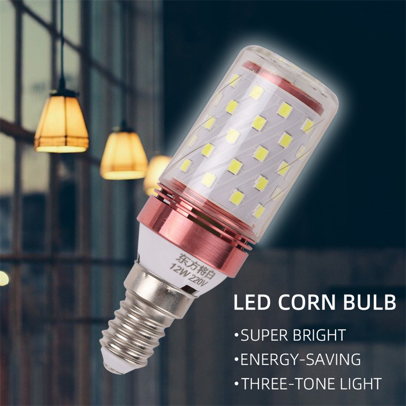 E14 E27 Screw LED 12W Corn Bulb Highlight Bulb Light Household Energy-saving Heating and Cooling Chandelier