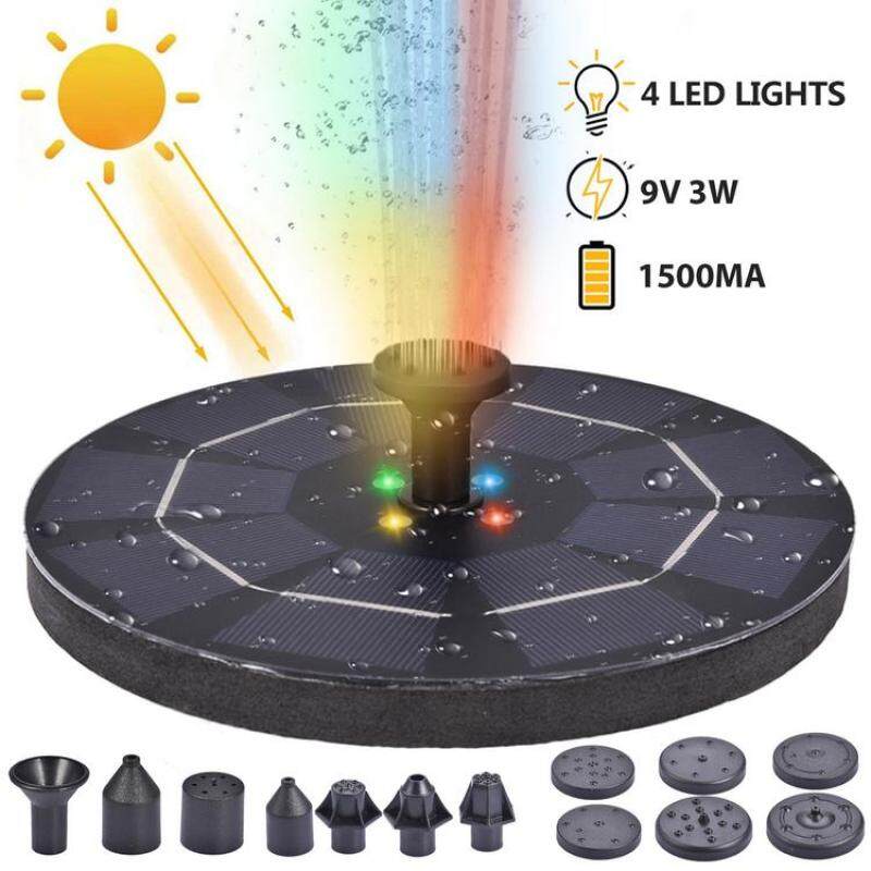 9V3W Năng Lượng Mặt Trời Bơm Đài Phun Nước Máy Bơm Đài Phun Nước Chạy Bằng Năng Lượng Mặt Trời Có Đèn LED Cầm Tay Cho Bể Bơi Vườn Sân Sau