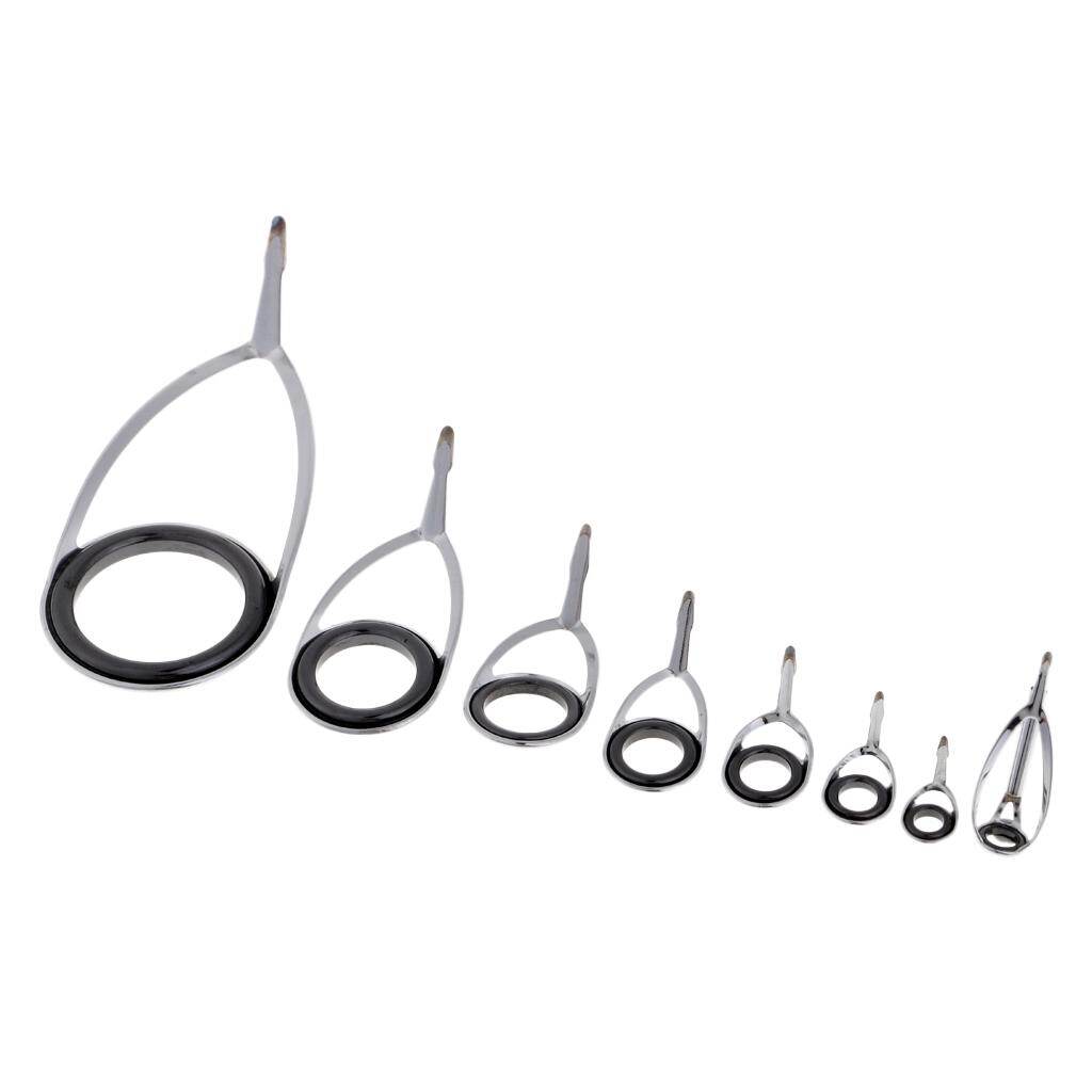 Oceanside 8 pcs Fishing Rod Guides Set Stainless Steel Guides Ring & Tip-top Kit
