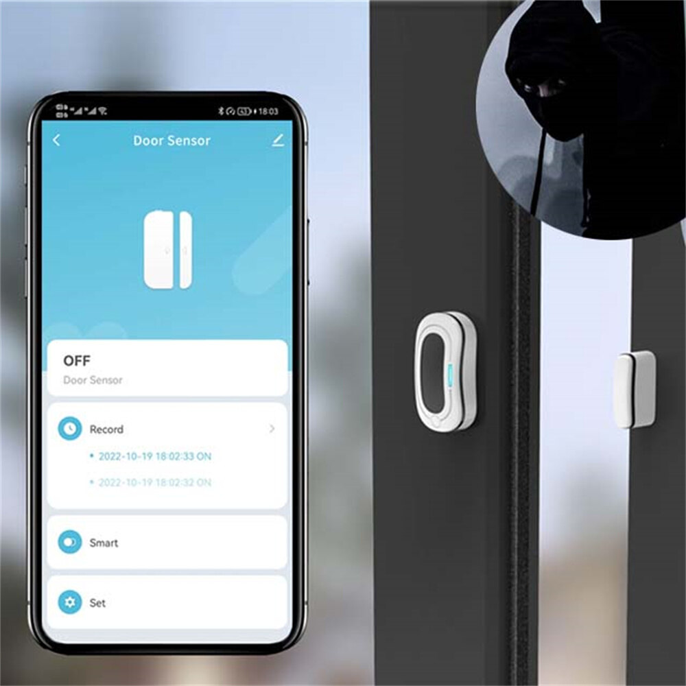 Abaaba Tuya Zigbee Smart Door Magnet Door And Window Sensor Rechargeable Wireless Smart Door And Window Sensor Alarm Alexa Smart Home