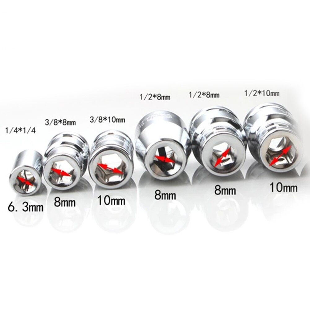 【UniRax】 Ratchet Socket Adapter Universal Socket Hex Bit Holder Converter 1/4" 3/8" 1/2" ISO/ANSI Standard Chrome Vanadium Steel Bushing Convert The Socket Into A Screwdriver Bit