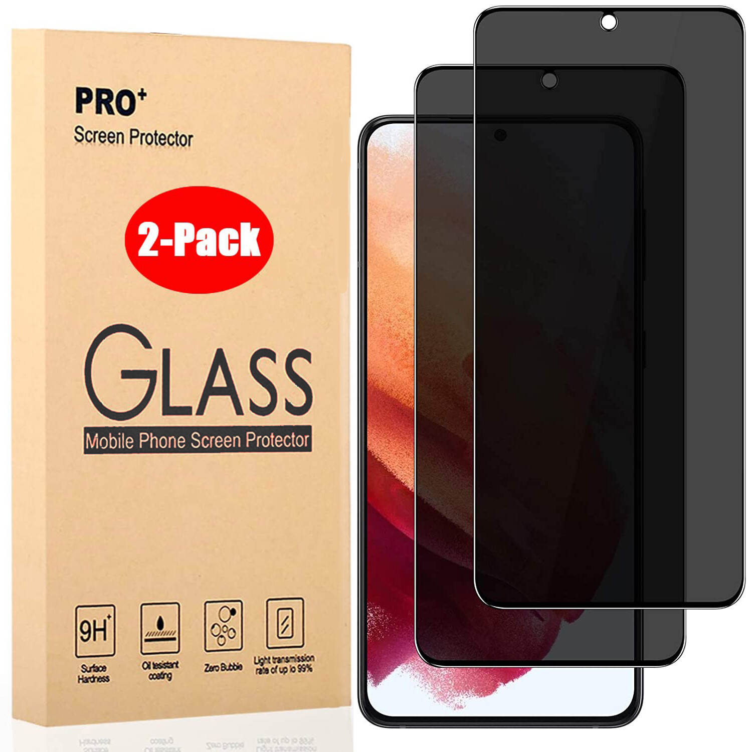 (2 Pack) for Samsung Galaxy S23 Ultra/S24 Ultra/S24 Plus Screen Protector Privacy Tempered Glass Film,3D Curved Edge Case Friendly / Scratch 9H Bubble-Free Shield Film for Samsung S22 Plus/S22 Ultra/S21 Ultra [Do Not Support Fingerprint Unlock]