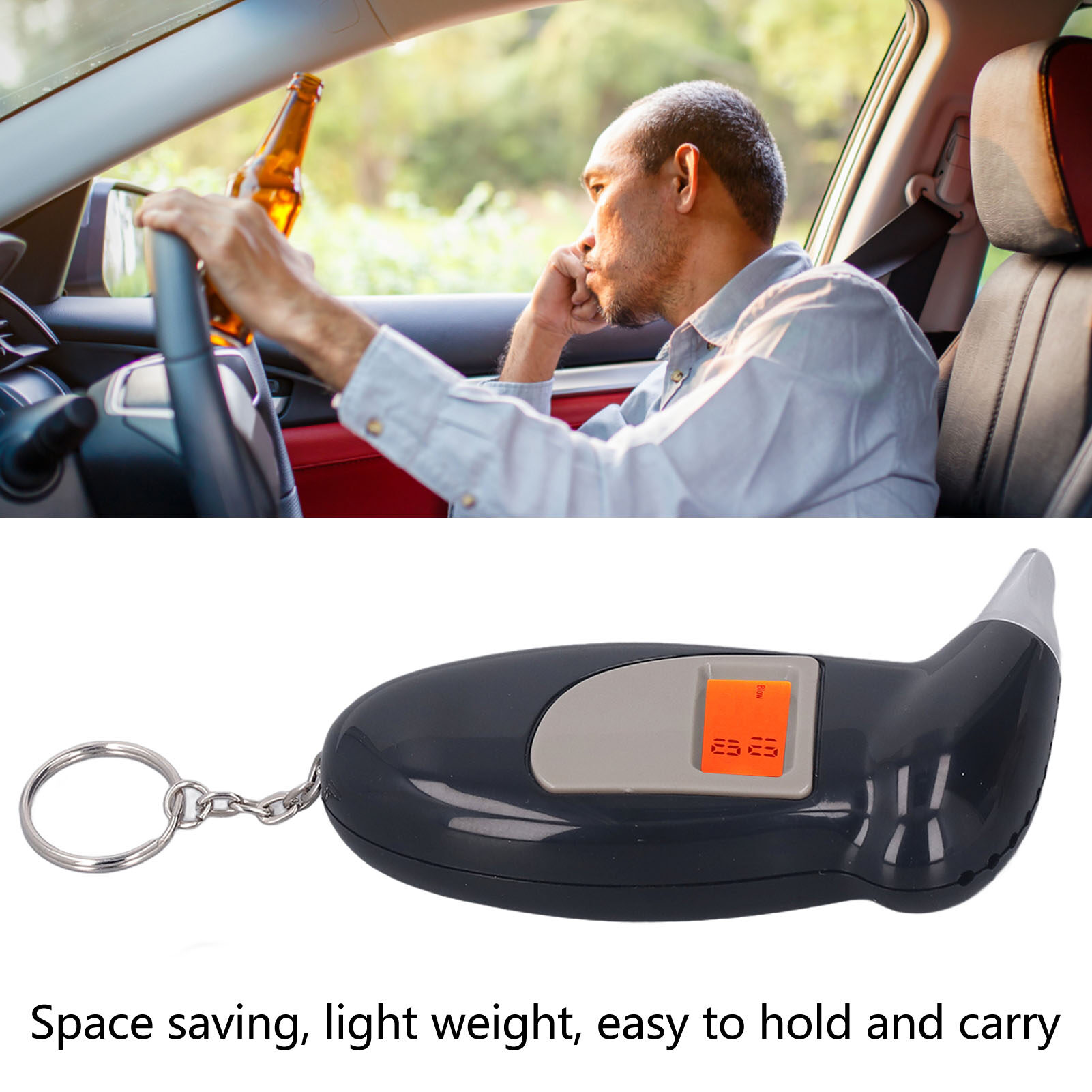 Alcohol Detector Audible Alert ABS High Sensitivity Auto Power Off Breath Alcohol Tester for Highways