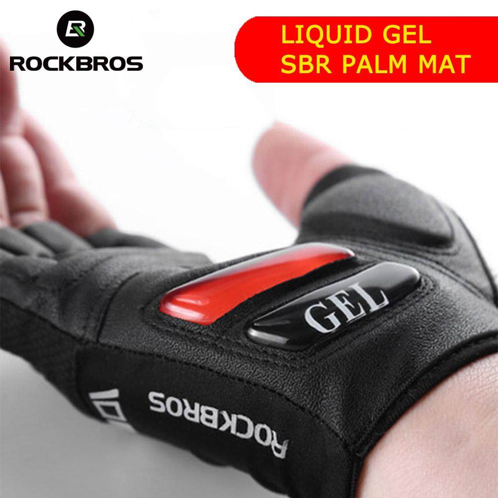RockBros Cycling Gloves Men's Half Finger Silicone Gel Thickened Pad SBR Shockproof Reflective Strip Breathable Mtb Bicycle Bike Short Gloves