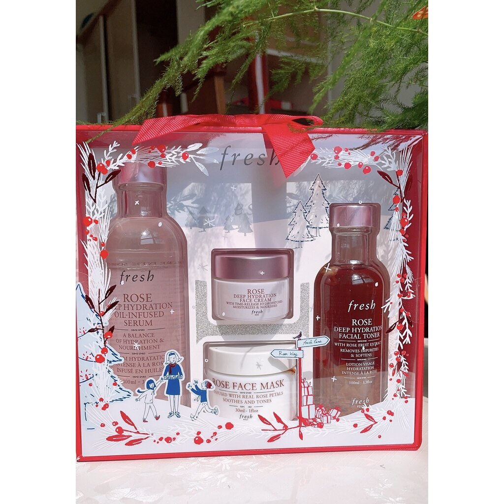 Fresh Set Bộ Chăm Sóc Dưỡng Da Fresh Rose 4 Món (Toner 100ML, Serum 100ML, Kem 15ML, Mask Rose 30ML) Fresh Rose