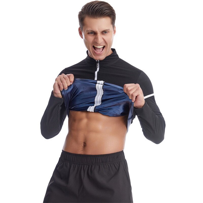 Men Slimming Zipper Sauna Sweat Shirts Compression Sauna Body Shaper Fat Burn Sweat Corset Hot Thermo Jacket