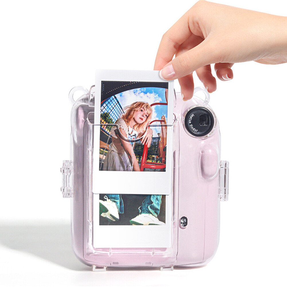 Transparent Mini 12 Protective Crystal Case Update with Photo Storage Camera Case DIY Sticker Shoulder Strap for Fujifilm Instax
